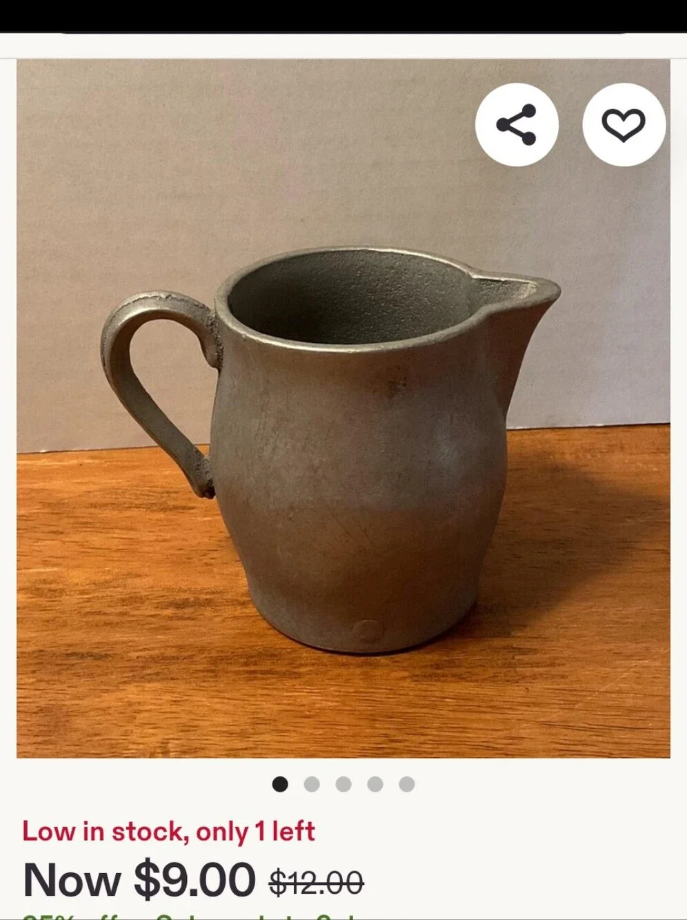 Vintage Pewter Creamer and Covered Sugar Set in Light Gray